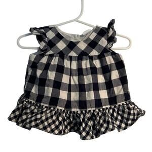 Baby Gap Baby Girl Blue & White Gingham Check Ruffle Dress Top, 3-6 Months